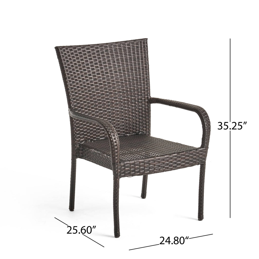 7 Piece Acacia Wood Wicker Dining Set I85563