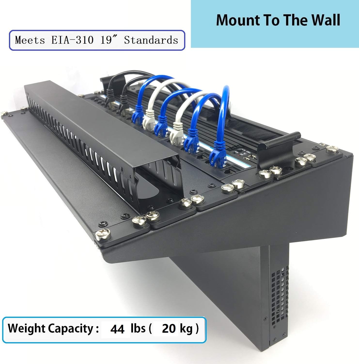 6U Folding 19 Inches Cold Rolled Steel Wall Mountable Vertical Rack Pack of 2 P723800