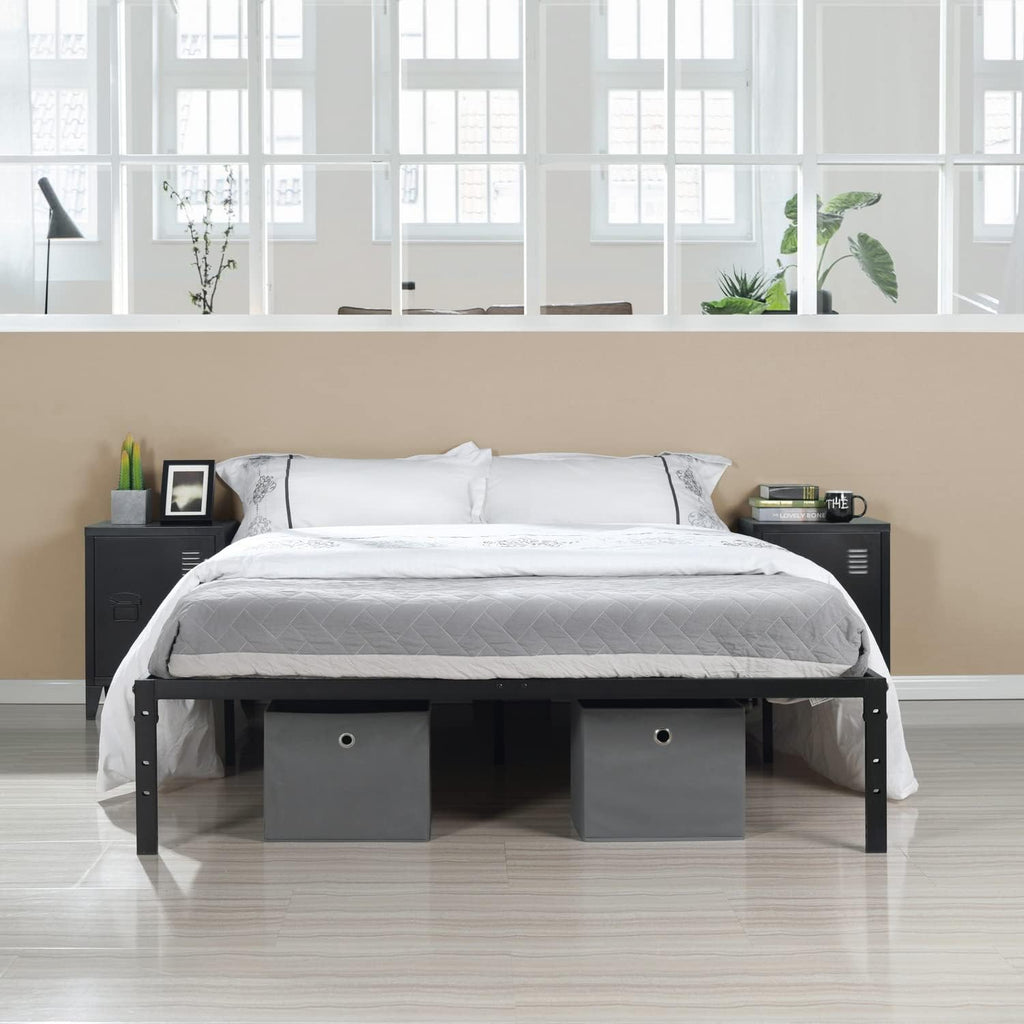 Black Metal Twin Size Bed Frame with Headboard and Footboard K9534