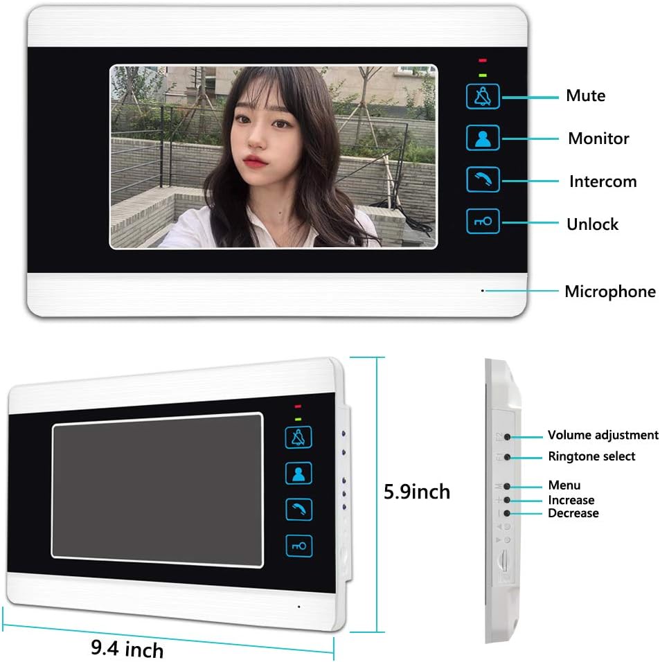 7 Inches Aluminum Alloy Panel Wired Video Door Phone Kits R309