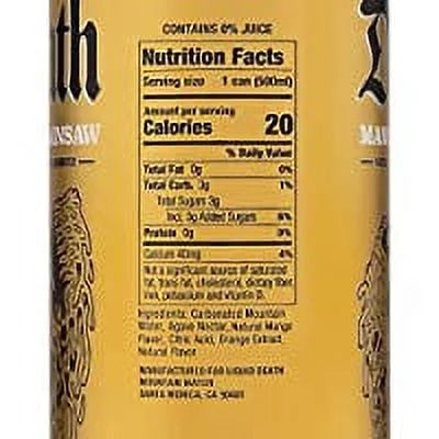Sparkling Water Mango, 16.9 Fl Oz, 24 Cans H35477