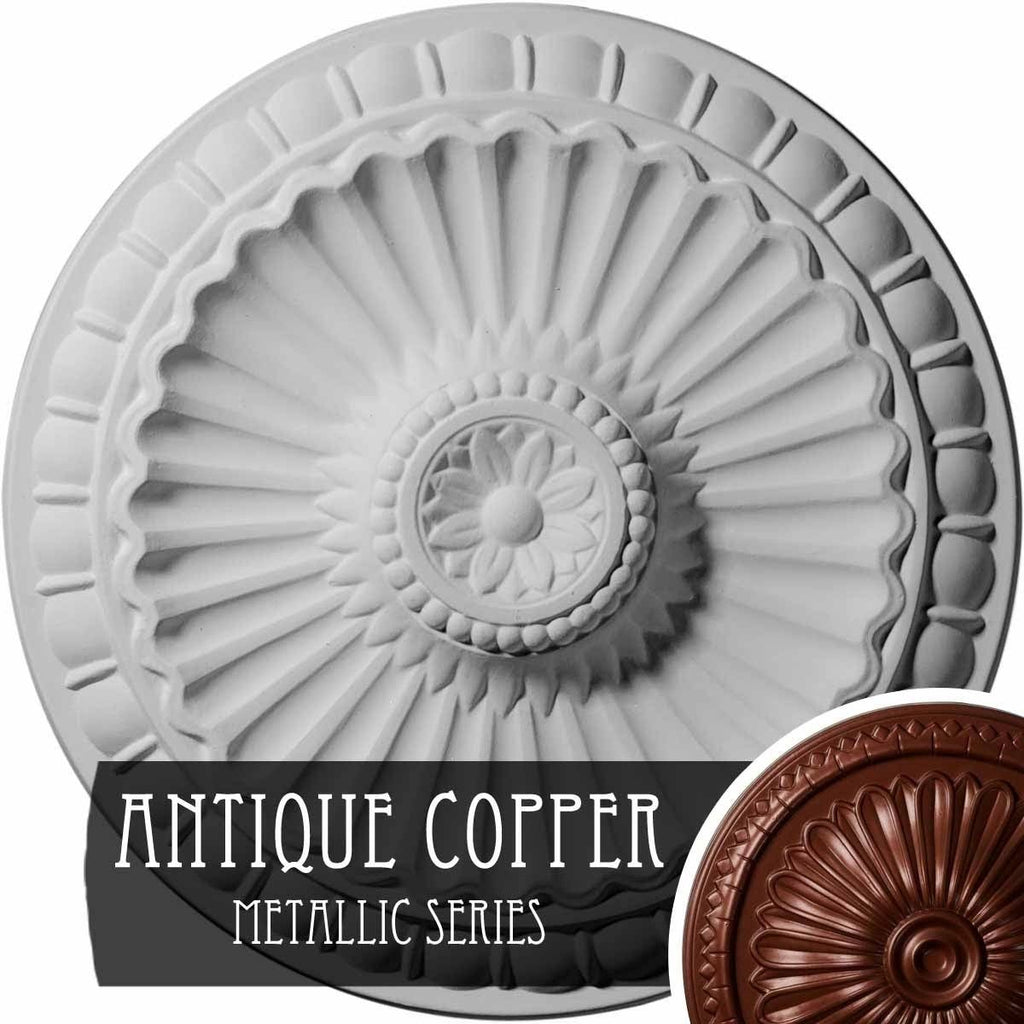 11 1/4x22OD x 1 1/8x22P Hand-Painted Steel Gray Ceiling Medallion M37445