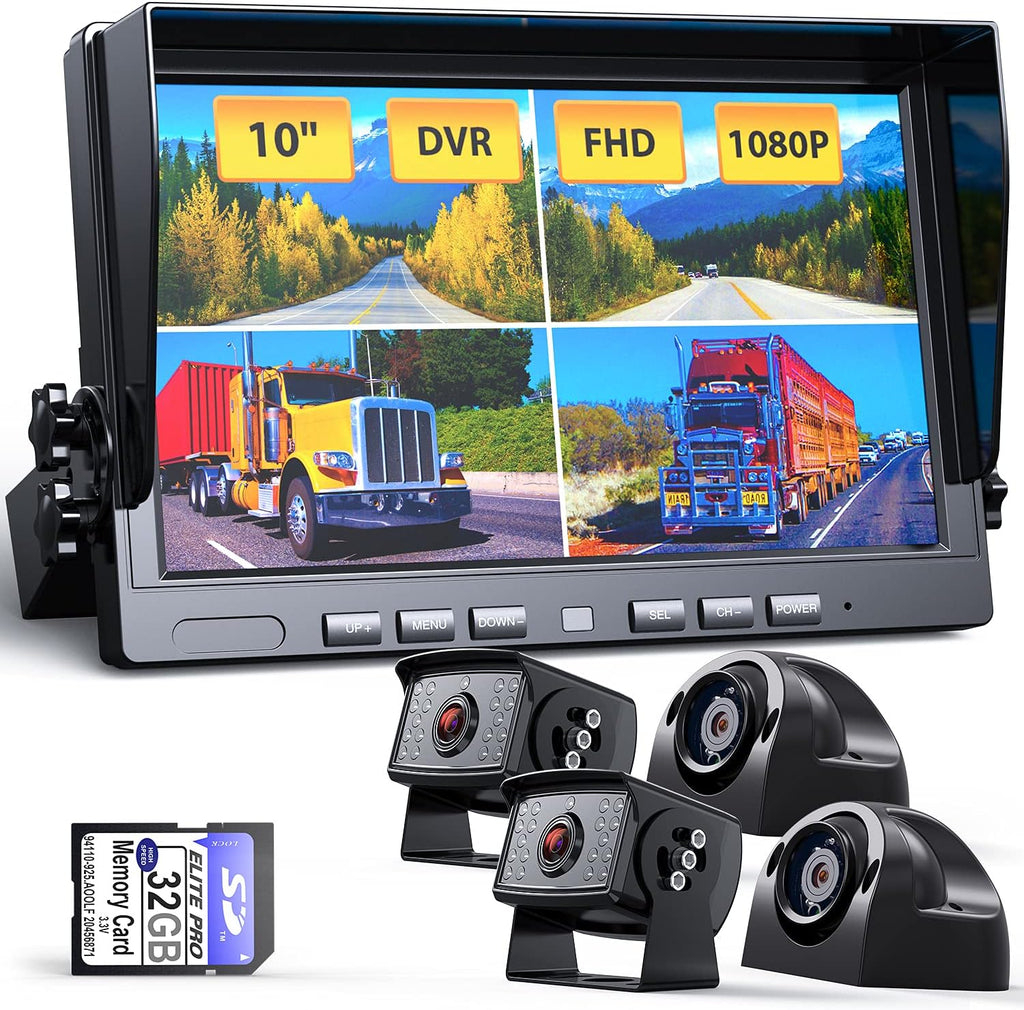 10" Wired 1080P Backup Camera Monitor System Kit with DVR Recording Function A165