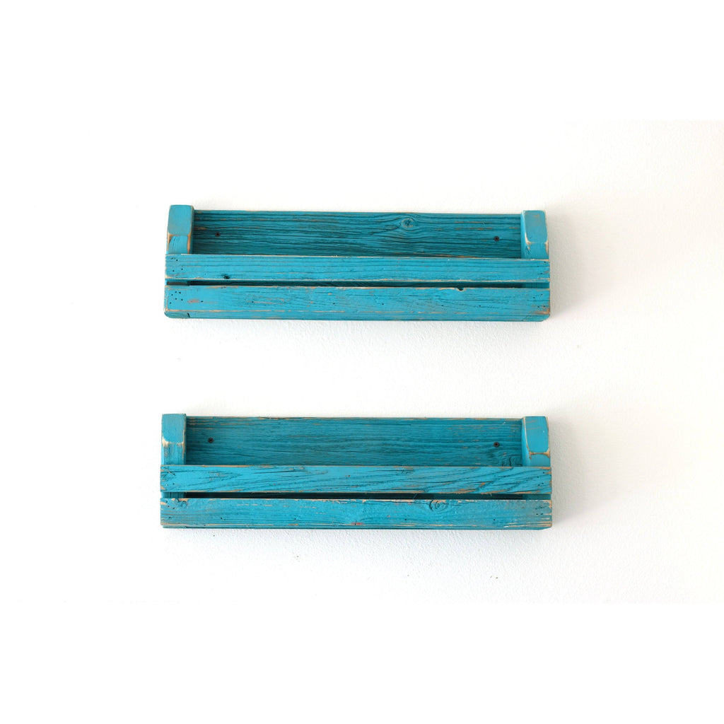 Black Slatted Shelves Set of 2 W242