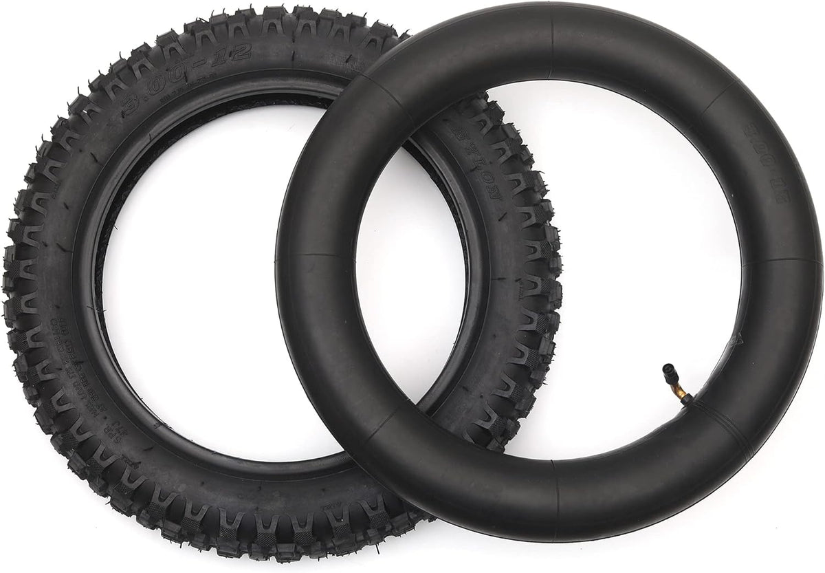 3.00-12 Knobby Motocross Dirt Bike Tire and Tube Set with TR87 Valve Stem D976