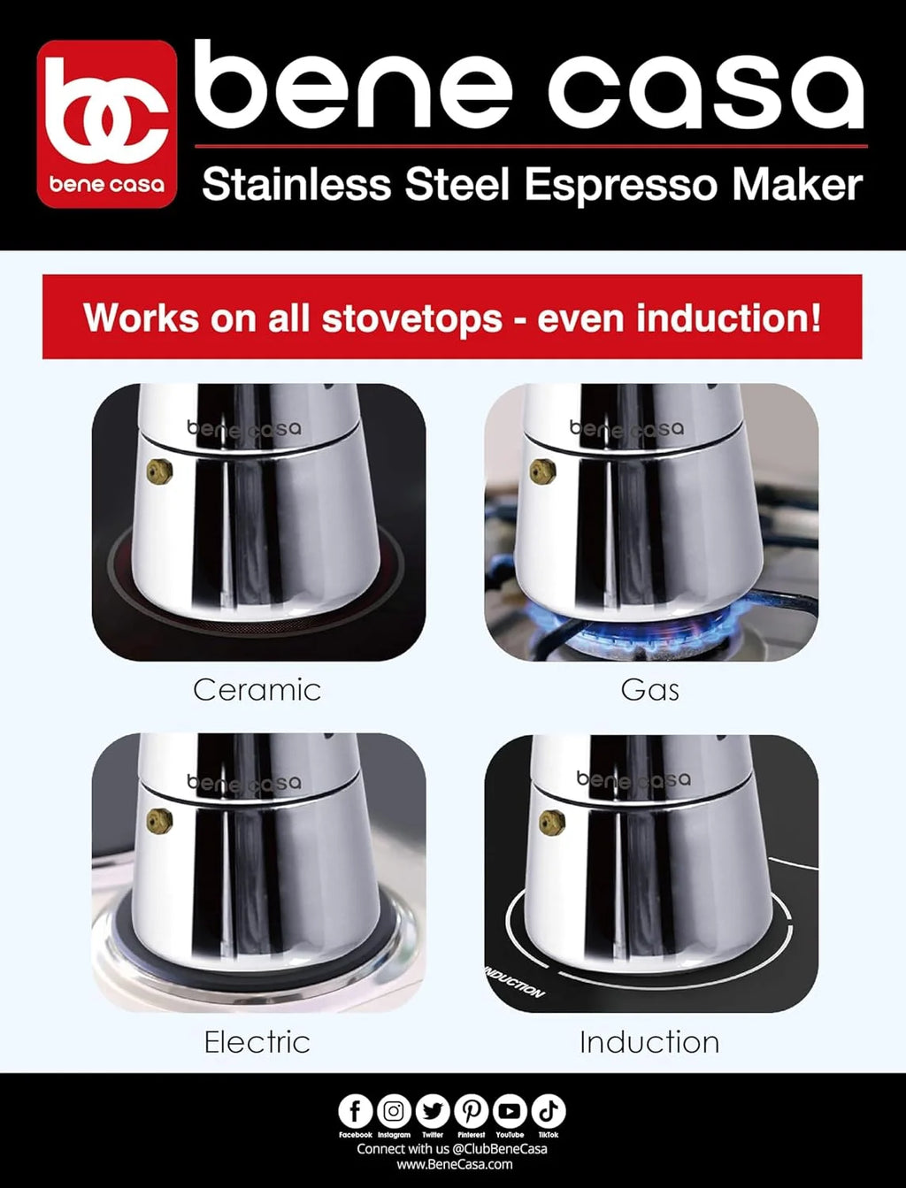 6-Cup Stovetop Espresso Maker with Black Handle A857866