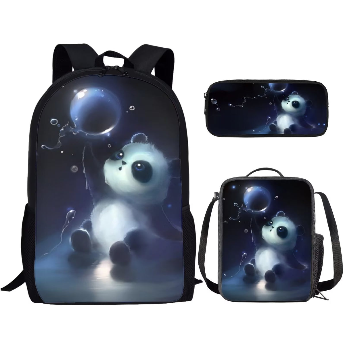 Panda Backpack Set with Lunch Bag and Pencil Case, 3-Pieces K532