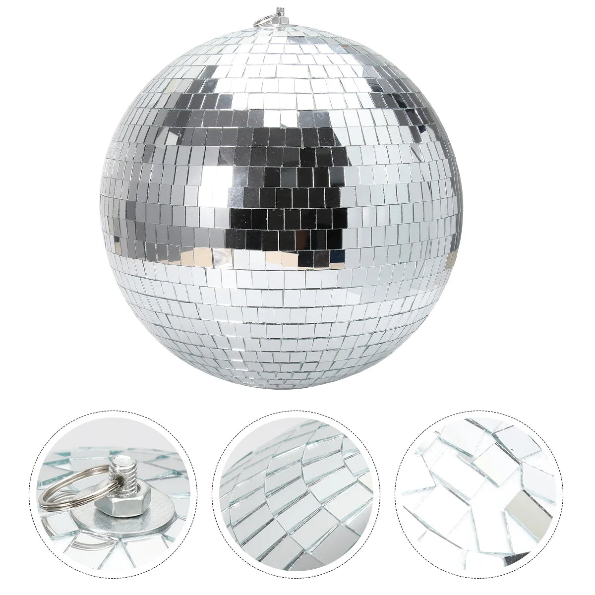 Silver Disco Mirror Ball with Hook V33458