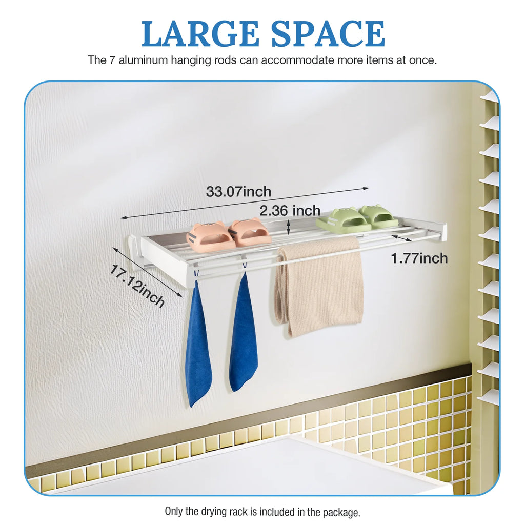 White Wall Mounted Foldable Clothes Drying Rack X322044