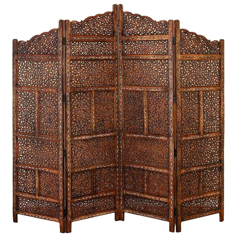 Brown 4 Panel Wooden Room Divider S1941