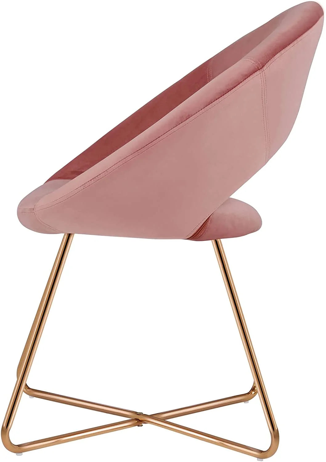 Pink Velvet Upholstered Arm Chair with Golden Metal Frame Legs J8913