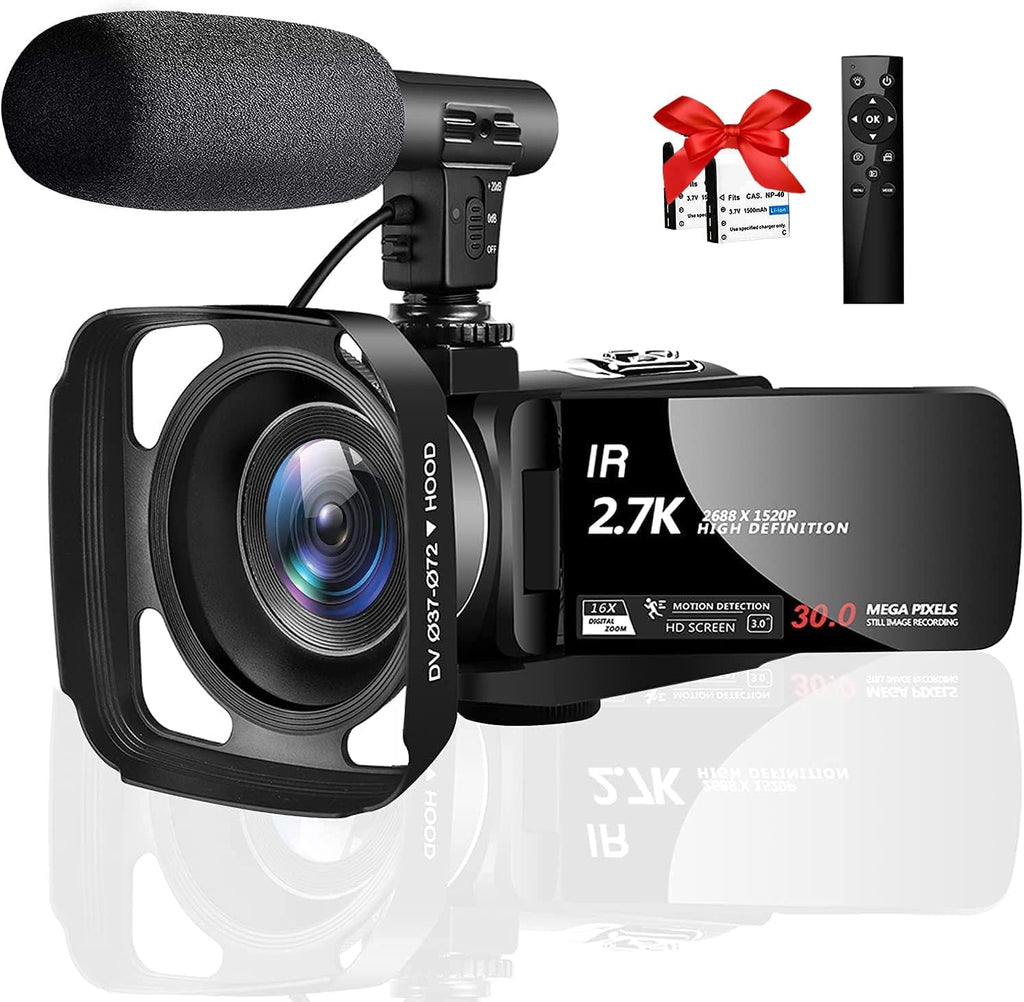 2.7K 30FPS 30MP IR Night Vision Camcorder with 2.4G Remote and Microphone O2620