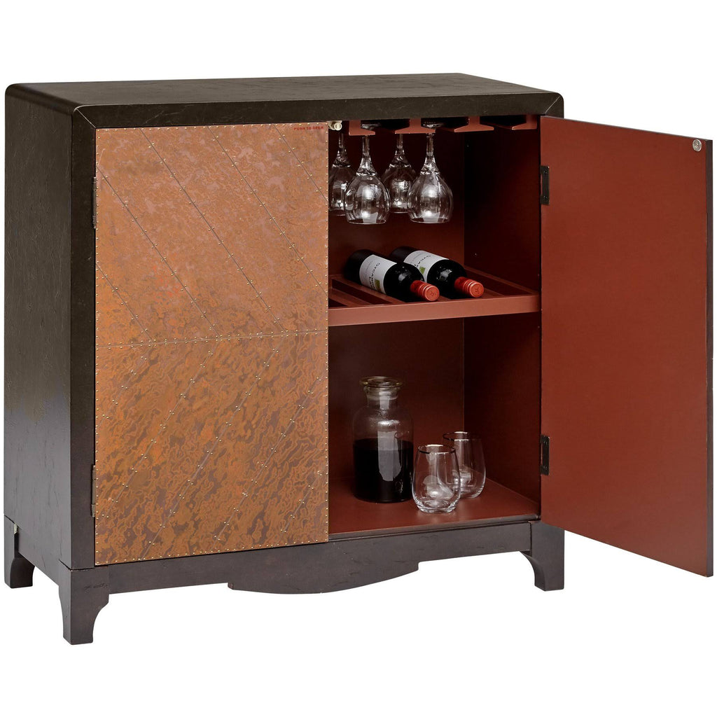 Copper Chevron Door Bar Cabinet D744