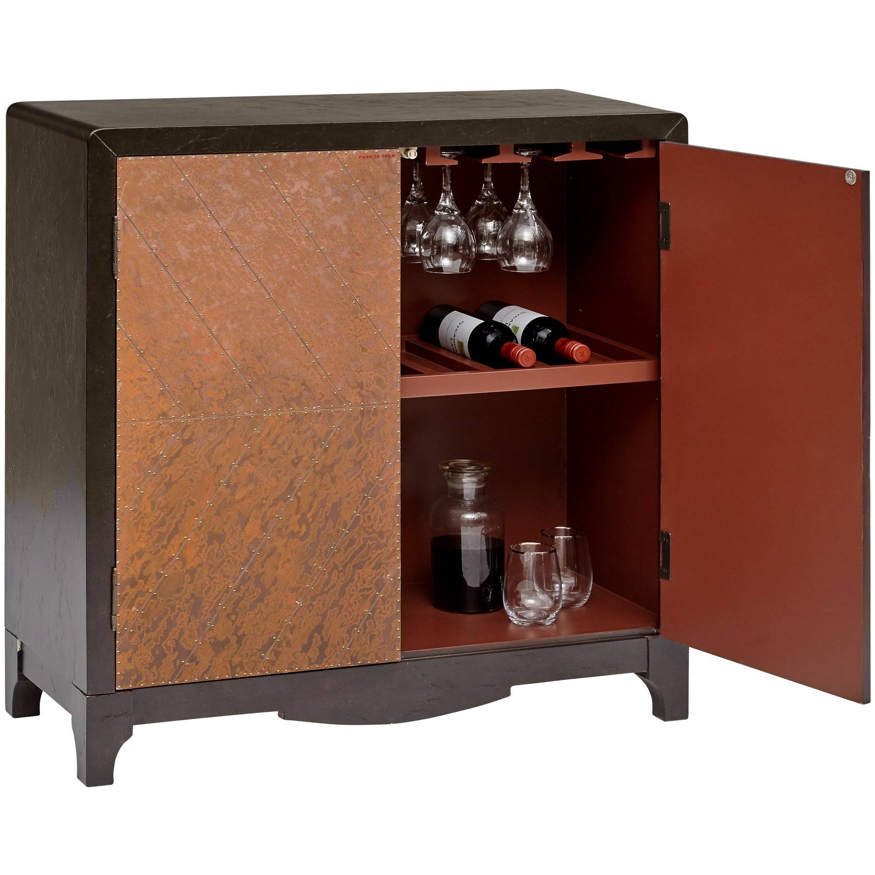 Copper Chevron Door Bar Cabinet D744