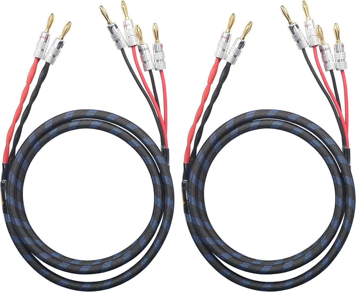 1pair Set Bi-Wire Speaker Cable (2 Banana Plugs - 4 Banana Plugs, Total 12 Banana Plugs, 3M) P7438