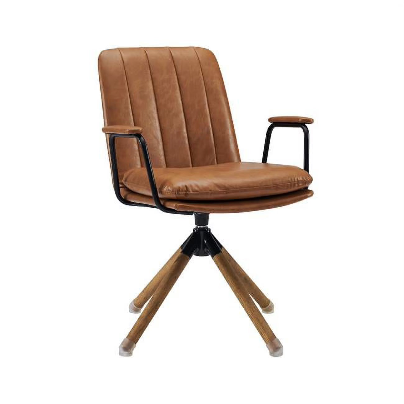 Carmel Brown Faux Leather Swivel Arm Chair W633