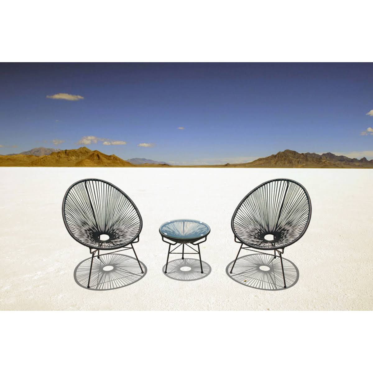 Jet Black 3-Piece Chat Set D315462