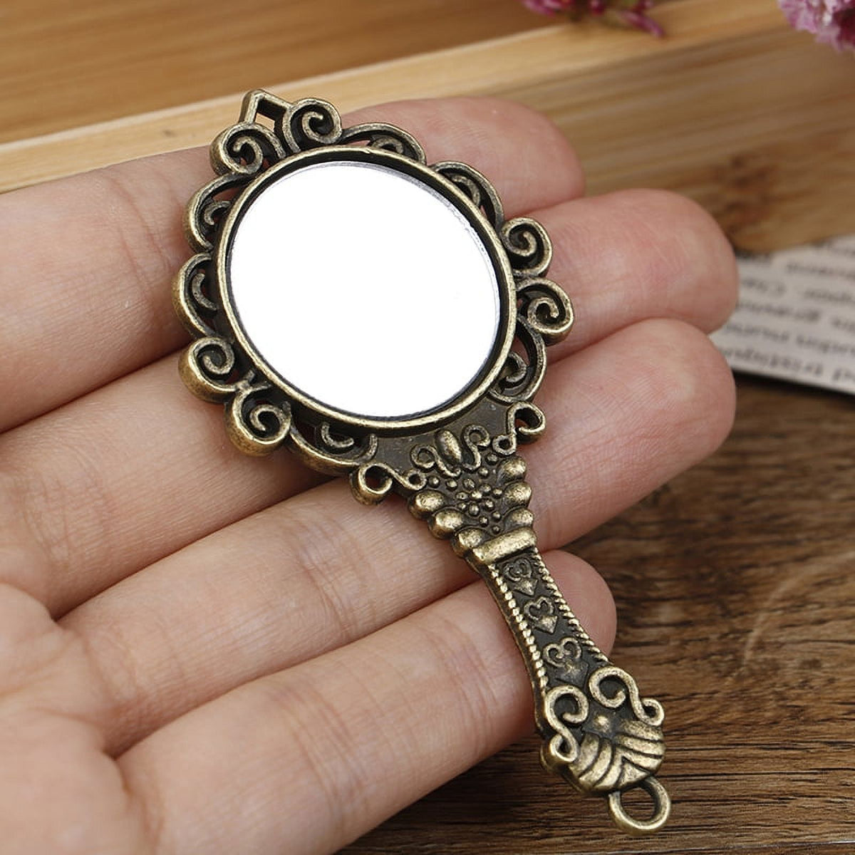 Vintage Metal Frame Mirror Dollhouse Miniature Bathroom Furniture K817245