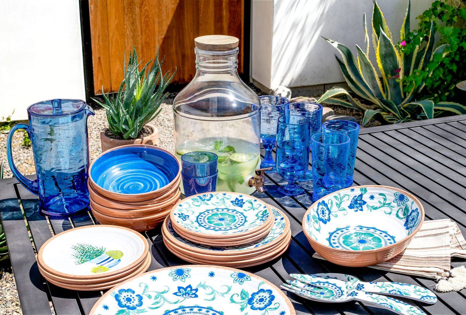 Turquoise Floral Salad Plate, Set of 6 G3623