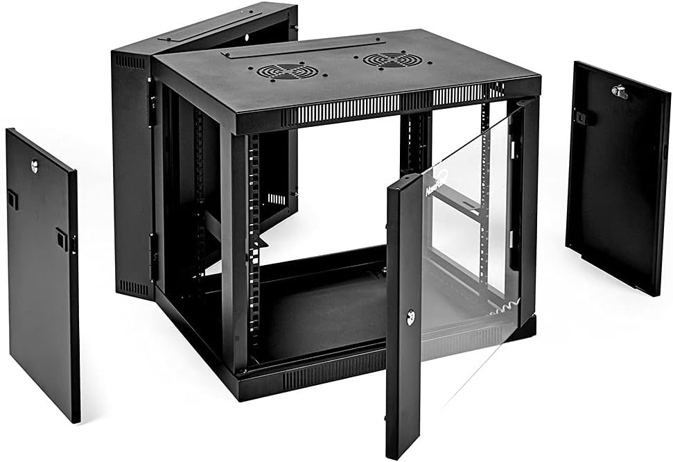 9U Wall-Mount Network Cabinet Enclosure with Glass Front Door D3887