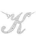 14K White Gold Diamond Initial Necklace 16" W28026