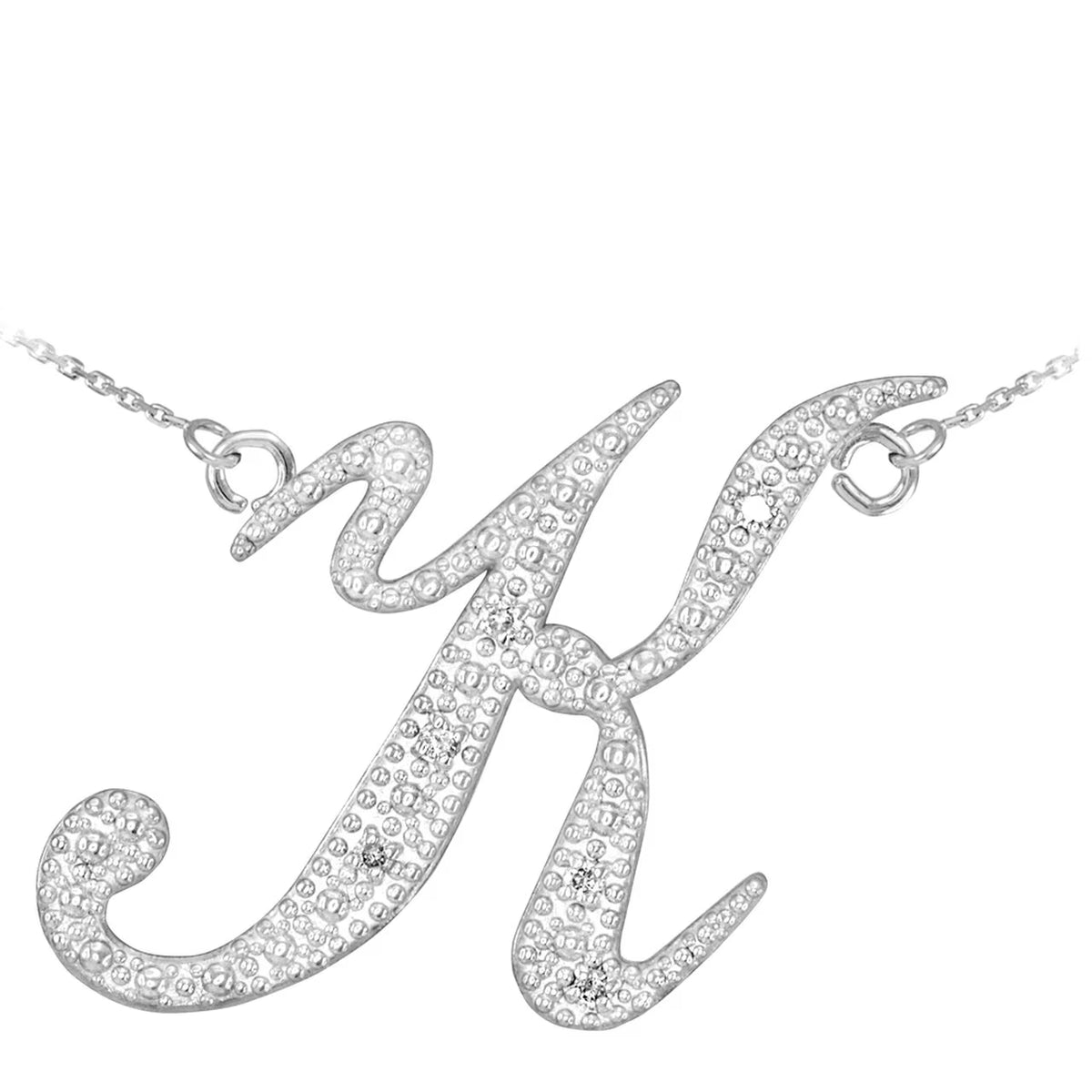 14K White Gold Diamond Initial Necklace 16" W28026