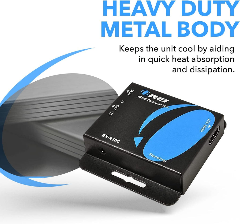 4K HDMI Over CAT6/CAT7 Extender RJ45 4K@30Hz Upto 130 Ft 1080P Upto 230 FT Full HD POC Transmitter & Receiver IR Loop Out A81102