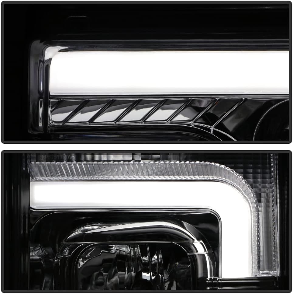 Chrome Dual LED Tube Projector Headlights Set Left+Right U1748
