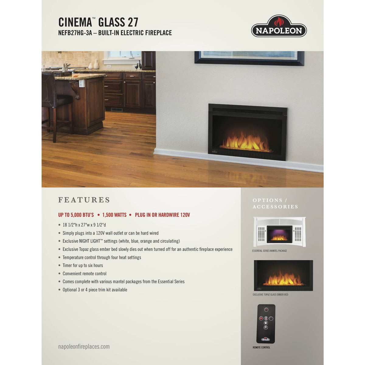 27x22 Built-in Electric Fireplace D46234