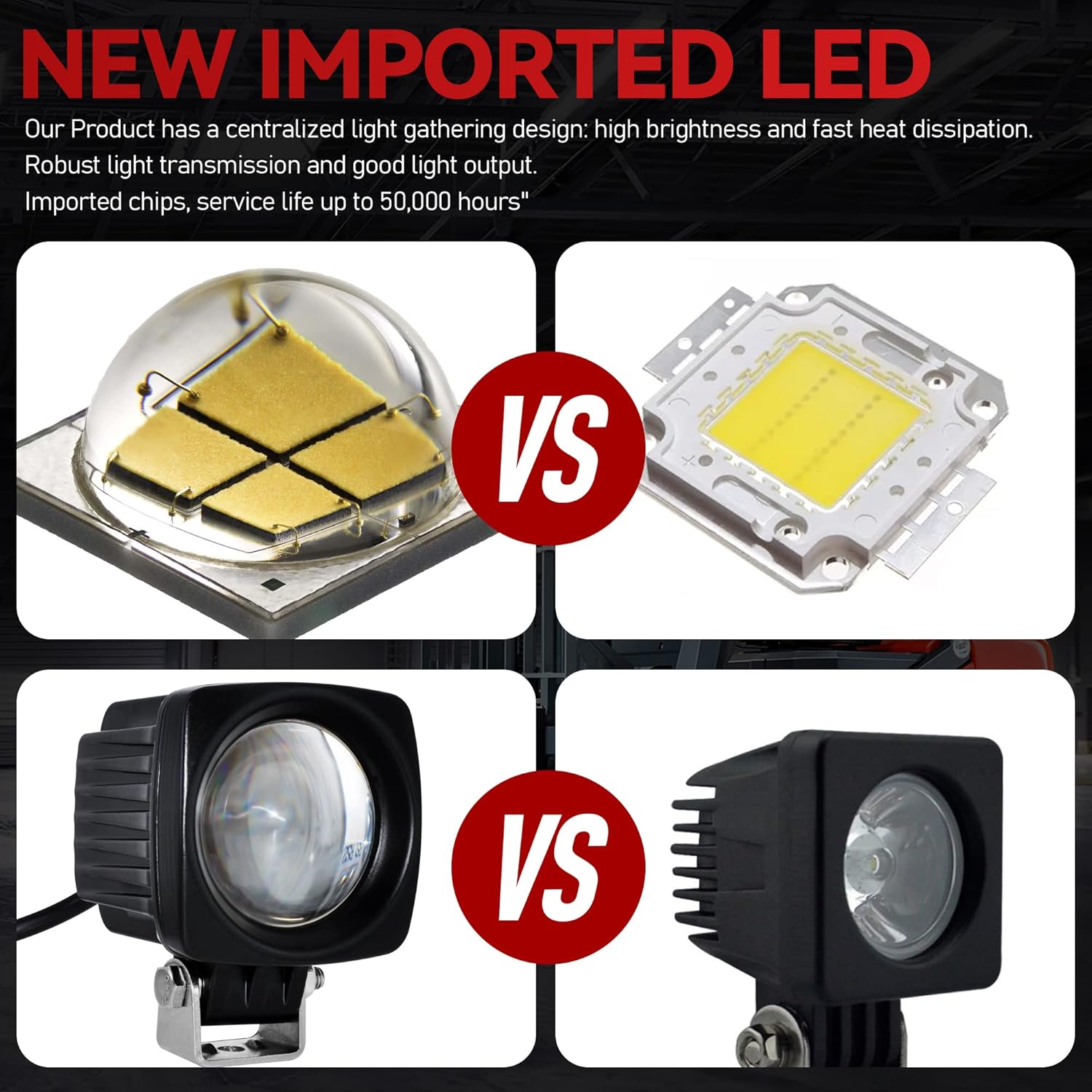 LED Forklift Safety Lights Red DC 12-100V 10W Pack of 2 Y181379