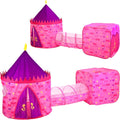 Pink Castle Play Tent with Pop Up Tunnel and Playhouse Kids Indoor Outdoor Play Tent Set Y95254