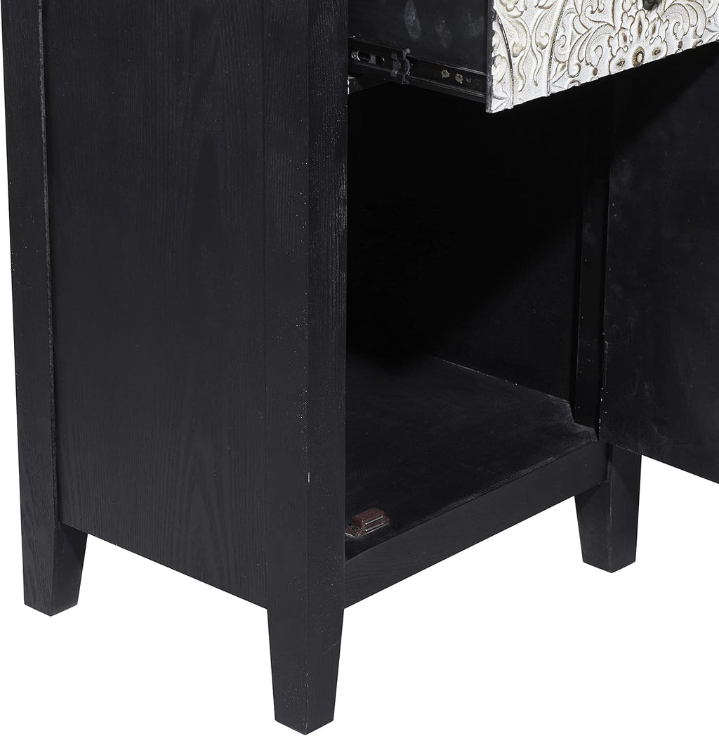 Black Wood and Metal Side Cabinet G723177