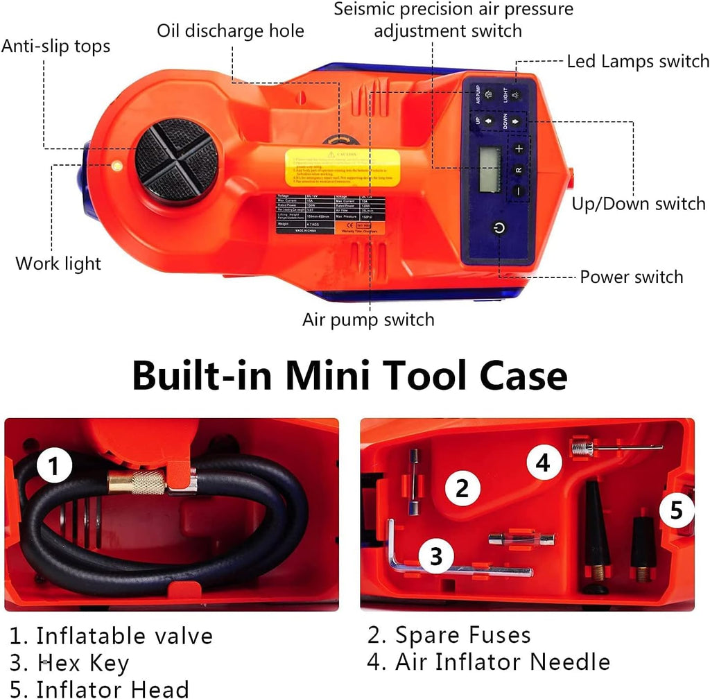 Electric Hydraulic 5 Ton Car Floor Jack with Impact Wrench O84371