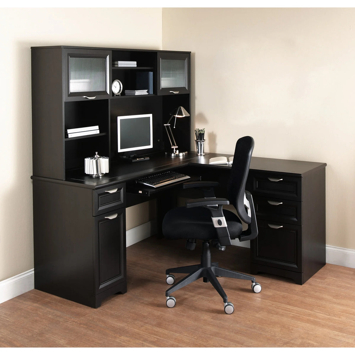 Espresso L-Shape Corner Desk Y40254