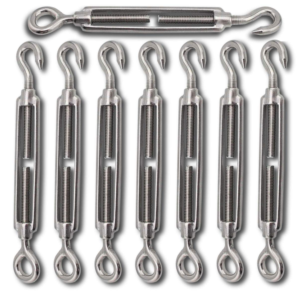 304 Stainless Steel Adjustable Wire Rope Tensioner Kit with Hooks J202