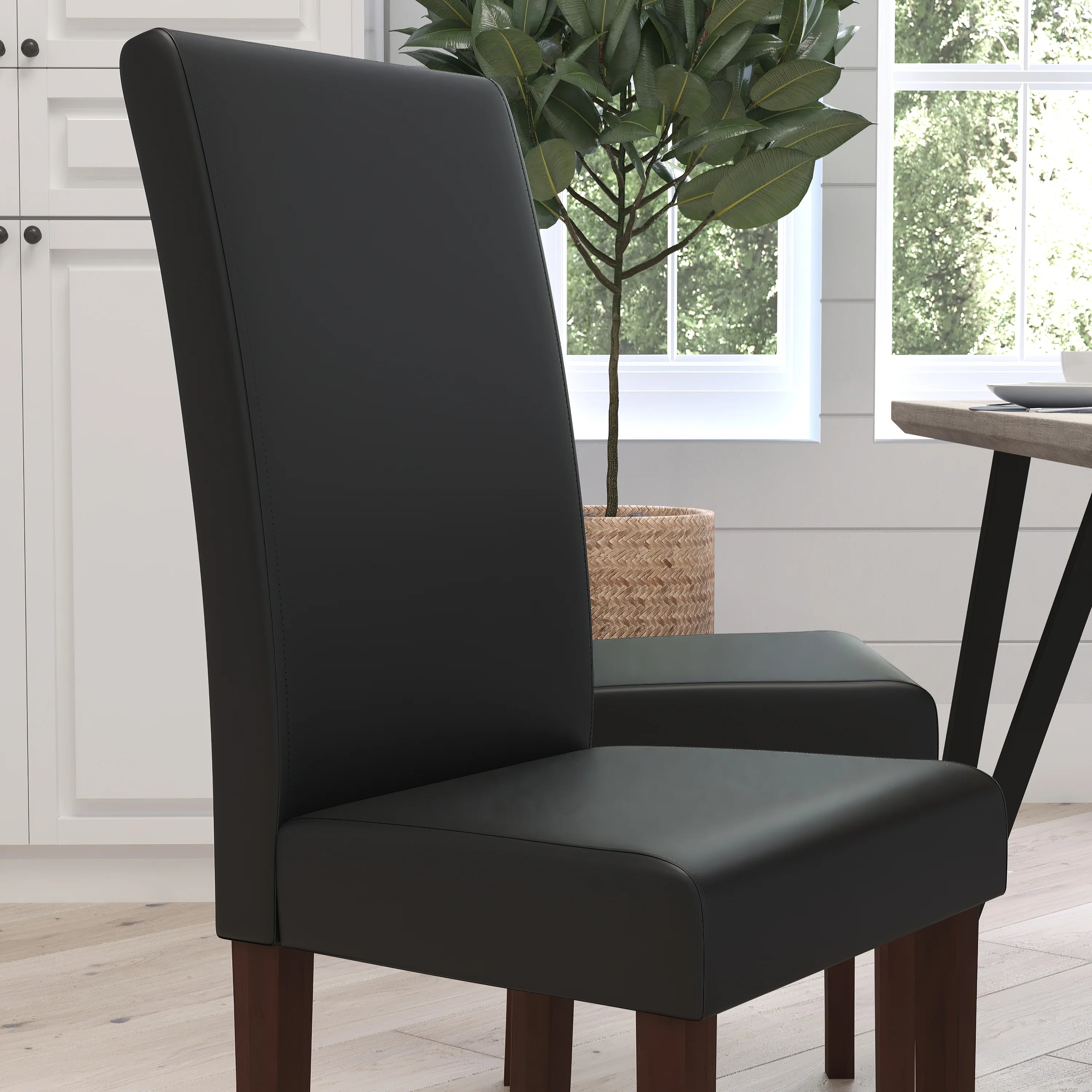 Brown Faux Leather Dining Chair W735115