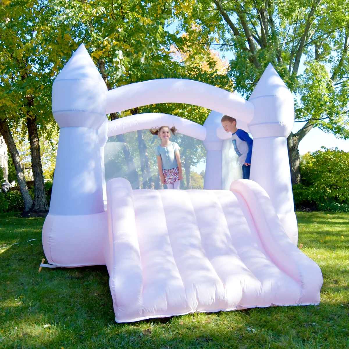 Pastel Bouncy Castle with Slide F25133