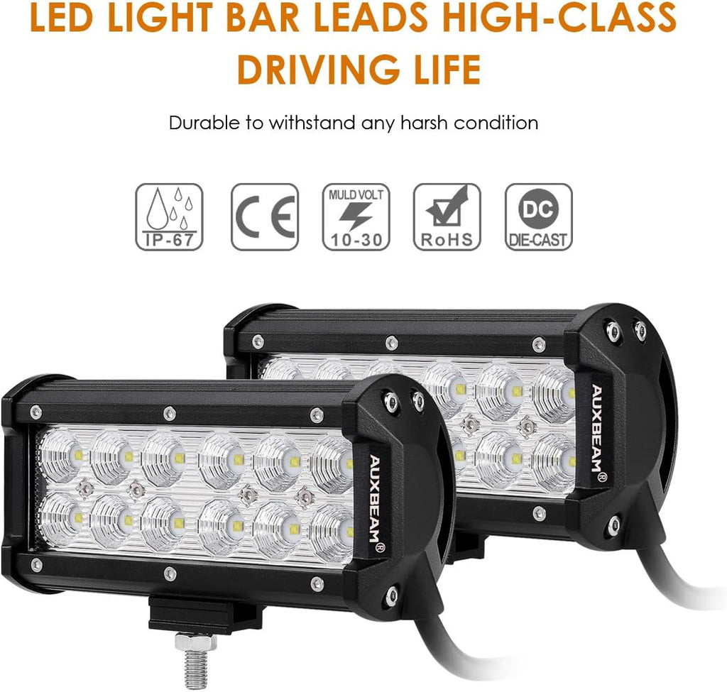 LED Light Bar 7Inch 36W Flood LED Work Lights Waterproof (2 PCS) O850