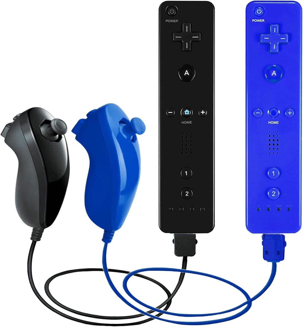 2 Pack Remote Controller and Nunchuck Joystick with Silicone Case and Wrist Strap (Pink and Blue) W1561
