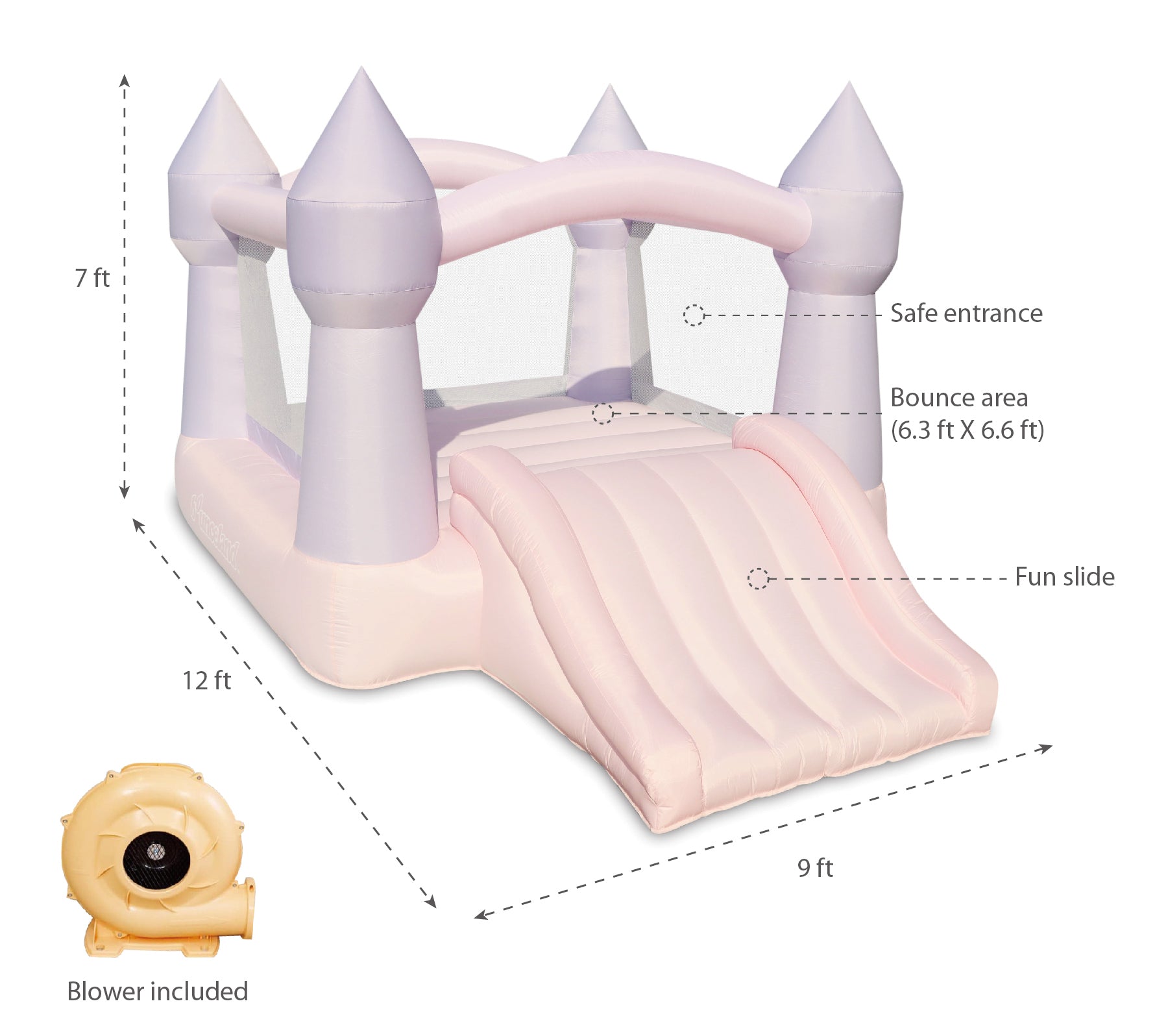 Pastel Bouncy Castle with Slide F25133