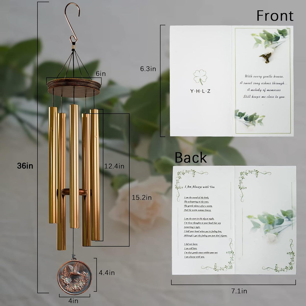 36” Aluminum Retro Resin Wind Chimes N3681