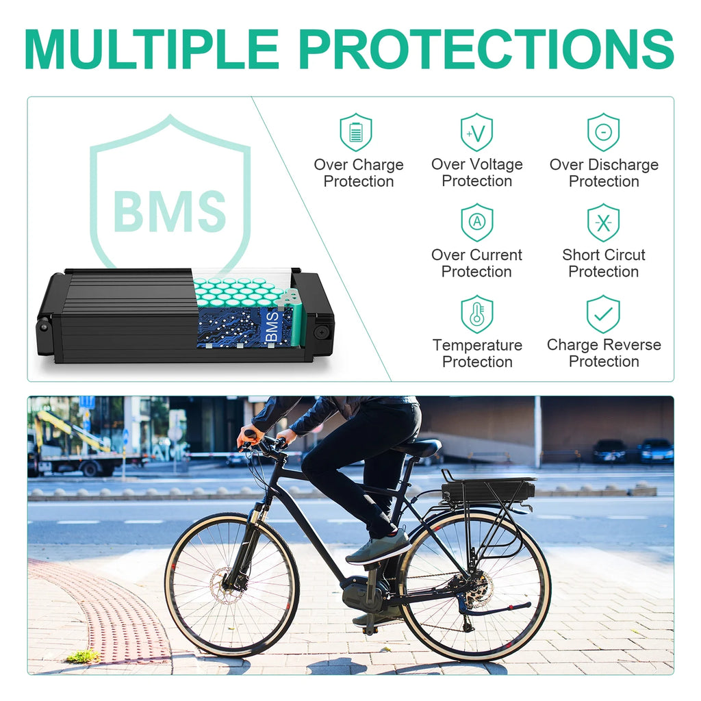 48V 18AH Rear Rack Ebike Battery for 250W-1000W Motors N772