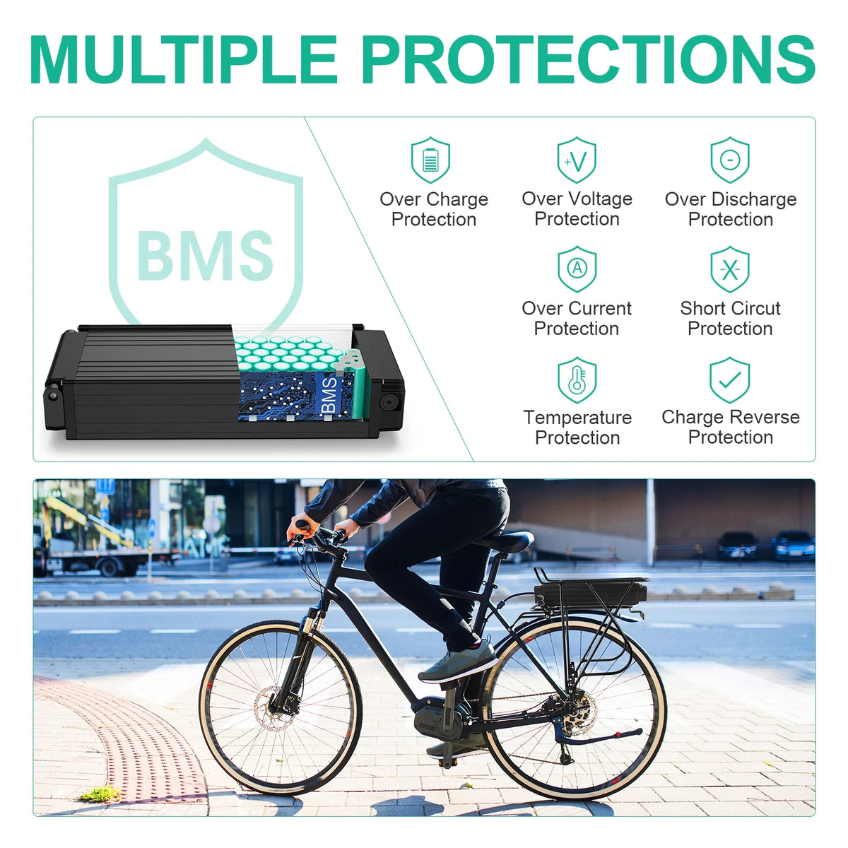 48V 18AH Rear Rack Ebike Battery for 250W-1000W Motors N772