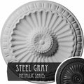 11 1/4x22OD x 1 1/8x22P Hand-Painted Steel Gray Ceiling Medallion M37445