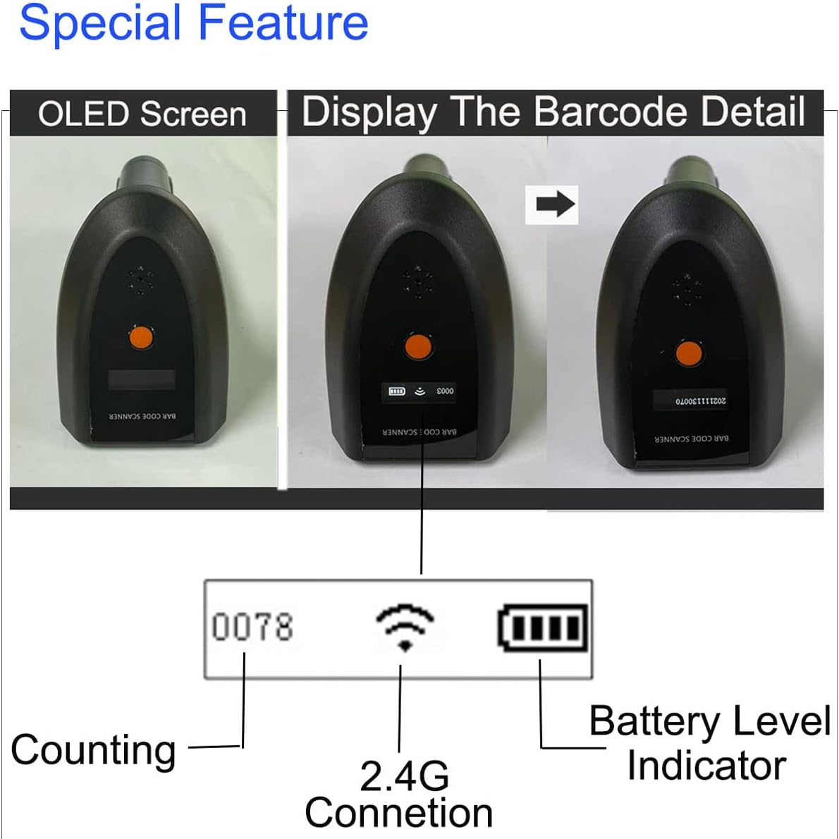 Wireless 1D 2D QR Code Scanner, Pack of 2 J540195