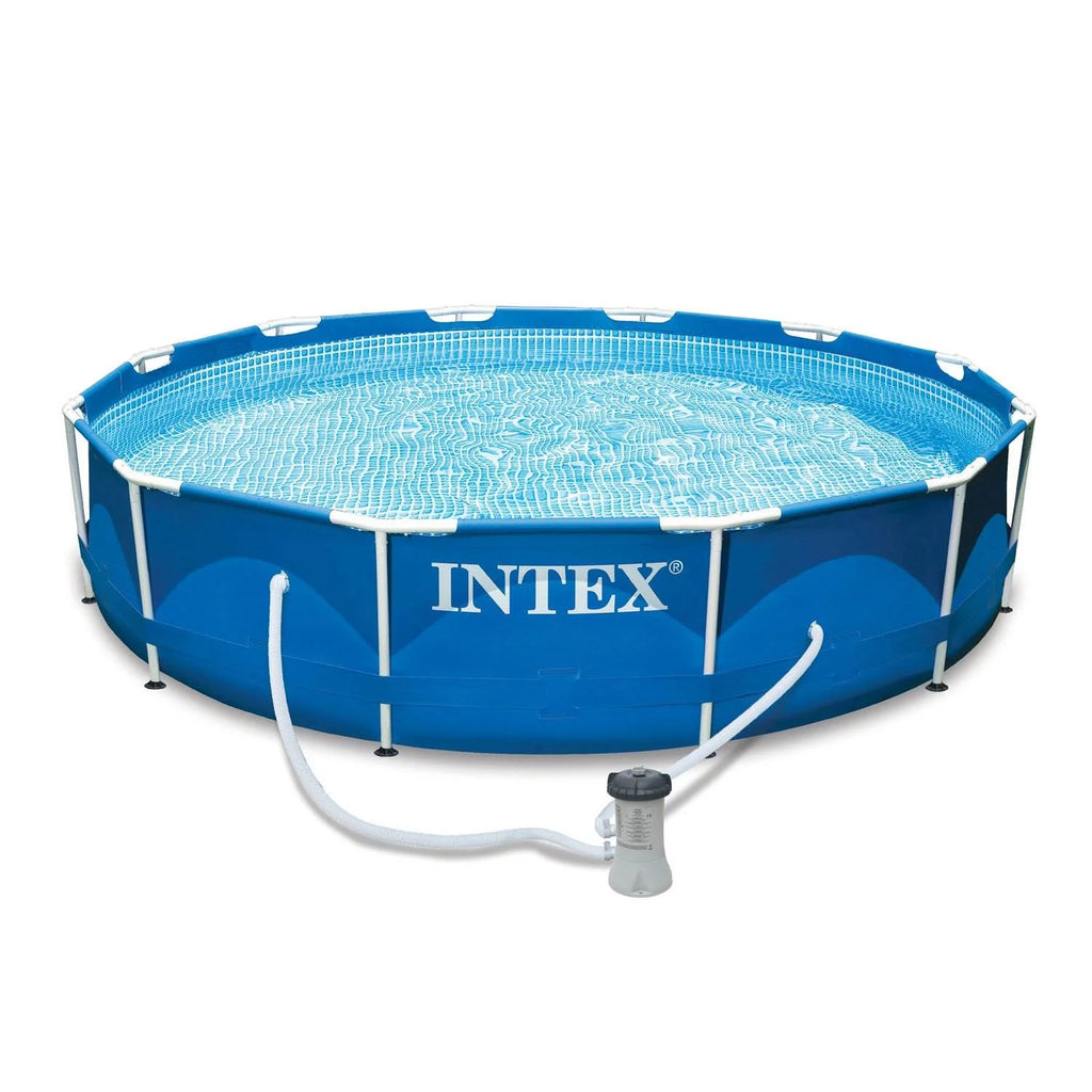 12ft x 30in Metal Frame Round Swimming Pool Set with Pump & Filters X85289