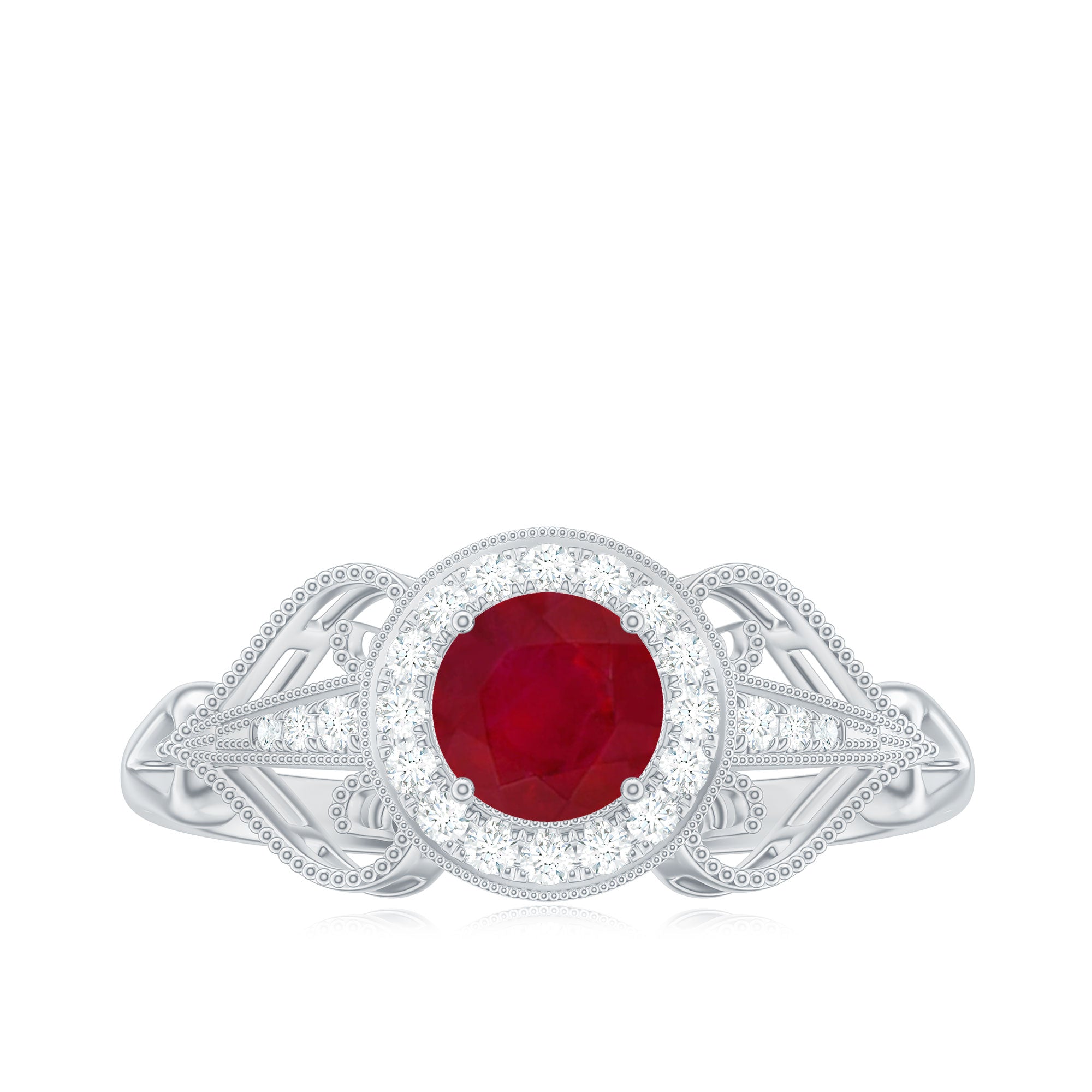 Ruby and Diamond Engagement Ring, 925 Sterling Silver I130843
