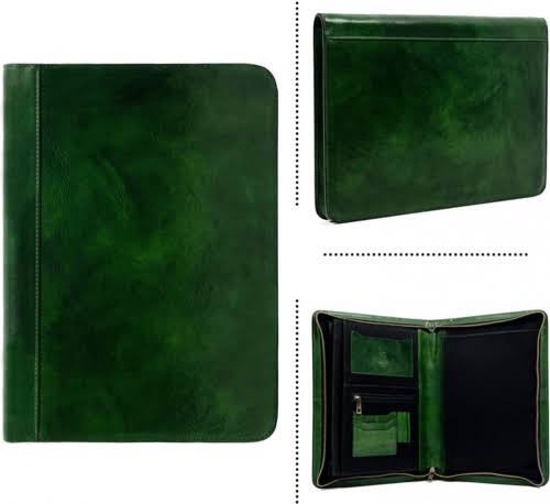 Green Leather Portfolio Document Folder B250