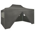 Folding Canopy Tent with 4 Sidewalls Steel Frame Sun Shade Shelter Anthracite N598340