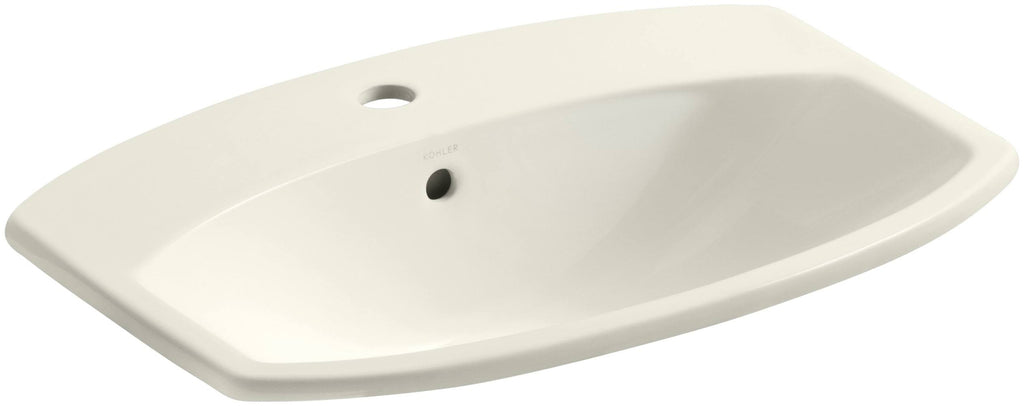Biscuit Drop-In Bathroom Sink with Single Faucet Hole D8493